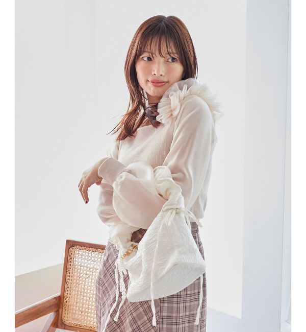 MAJESTICLEGON「肩フリルシアースリーブニット」|ニット・セーター|