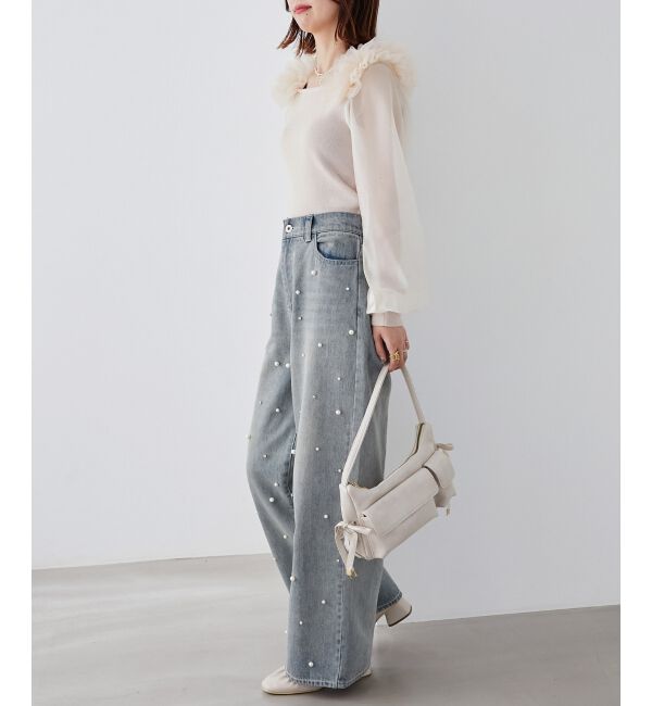 MAJESTICLEGON「肩フリルシアースリーブニット」|ニット・セーター|