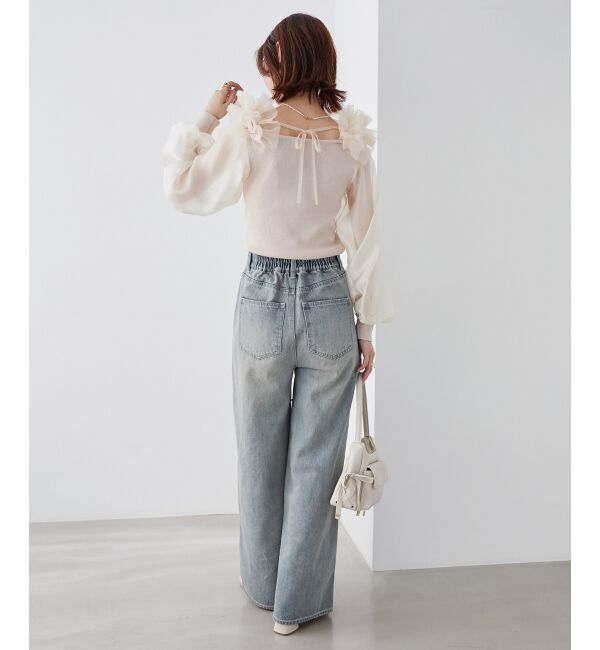 MAJESTICLEGON「肩フリルシアースリーブニット」|ニット・セーター|