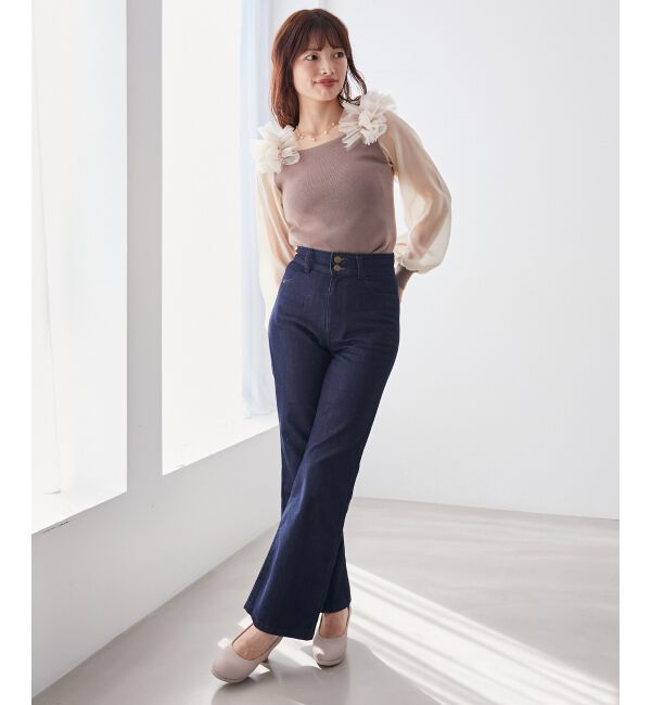 MAJESTICLEGON「肩フリルシアースリーブニット」|ニット・セーター|