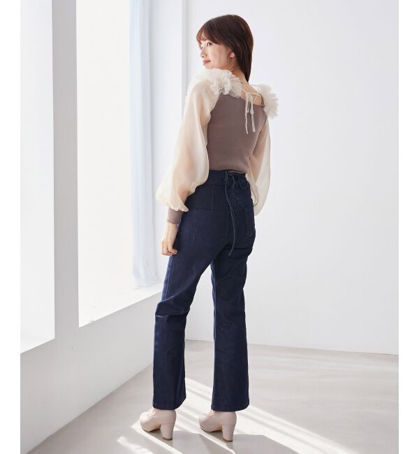 MAJESTICLEGON「肩フリルシアースリーブニット」|ニット・セーター|