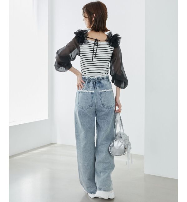 MAJESTICLEGON「肩フリルシアースリーブニット」|ニット・セーター|