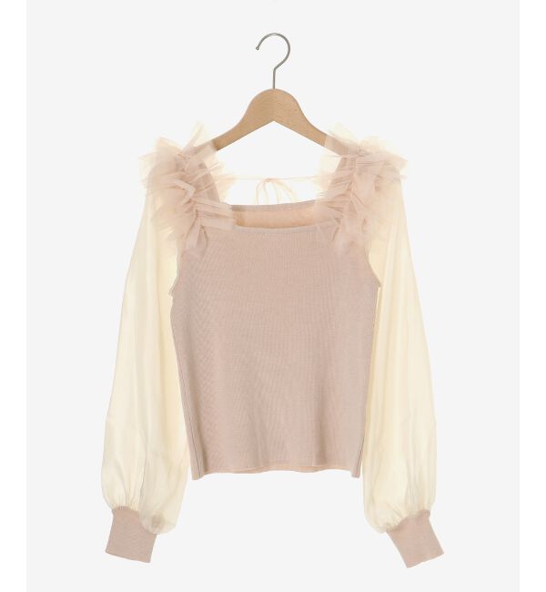 MAJESTICLEGON「肩フリルシアースリーブニット」|ニット・セーター|