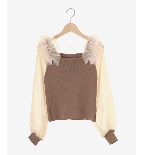 MAJESTICLEGON「肩フリルシアースリーブニット」|ニット・セーター|