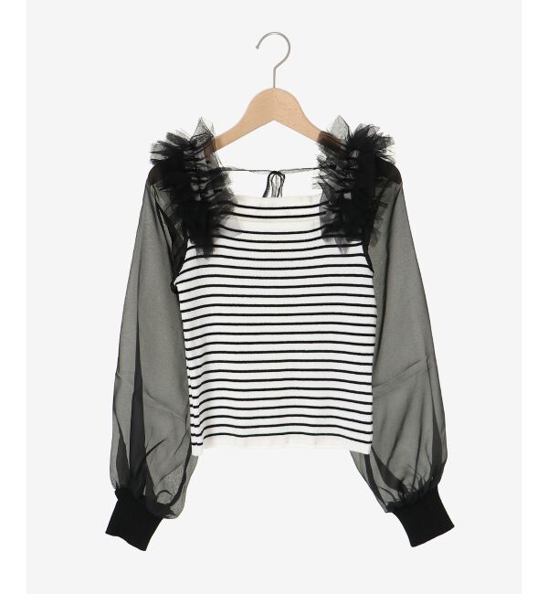 MAJESTICLEGON「肩フリルシアースリーブニット」|ニット・セーター|