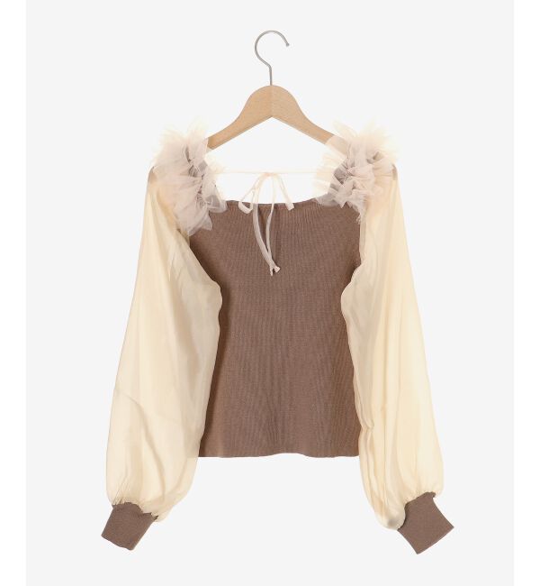 MAJESTICLEGON「肩フリルシアースリーブニット」|ニット・セーター|