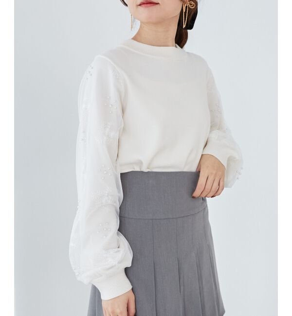  「パールチュールスリーブニット」|ニット・セーター|
