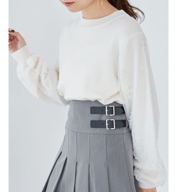  「パールチュールスリーブニット」|ニット・セーター|