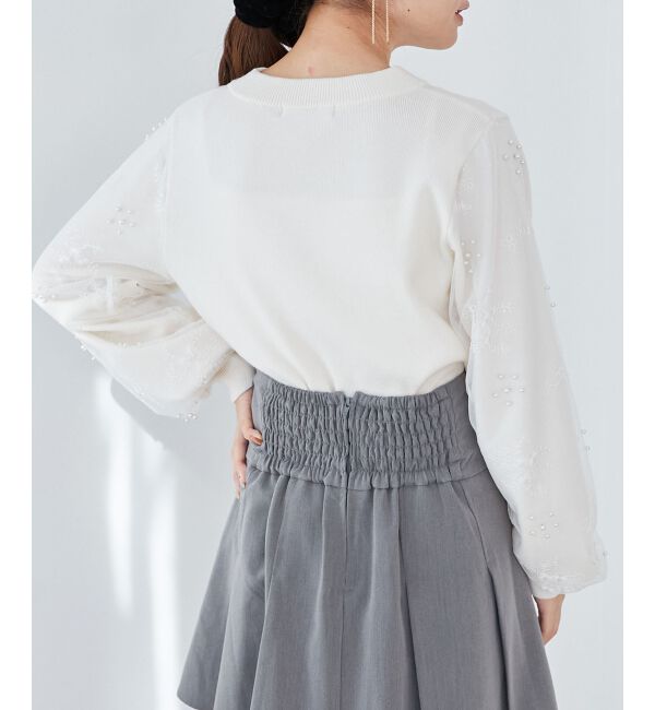  「パールチュールスリーブニット」|ニット・セーター|