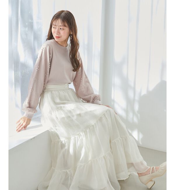  「パールチュールスリーブニット」|ニット・セーター|