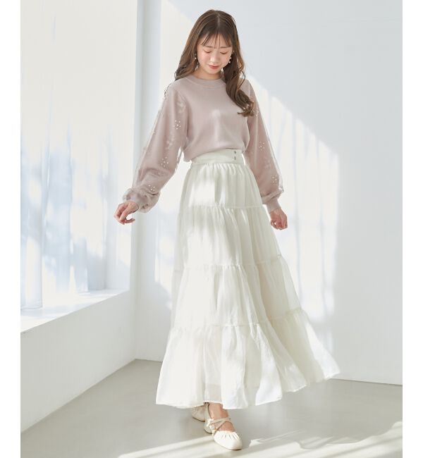  「パールチュールスリーブニット」|ニット・セーター|