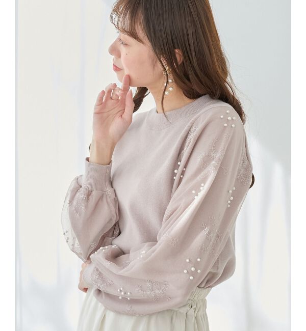  「パールチュールスリーブニット」|ニット・セーター|