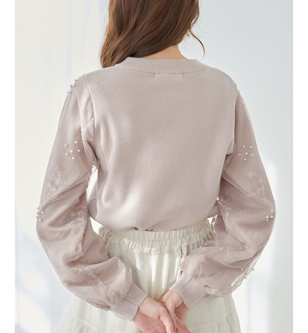  「パールチュールスリーブニット」|ニット・セーター|