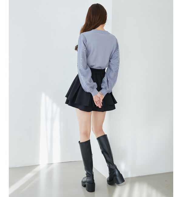  「パールチュールスリーブニット」|ニット・セーター|