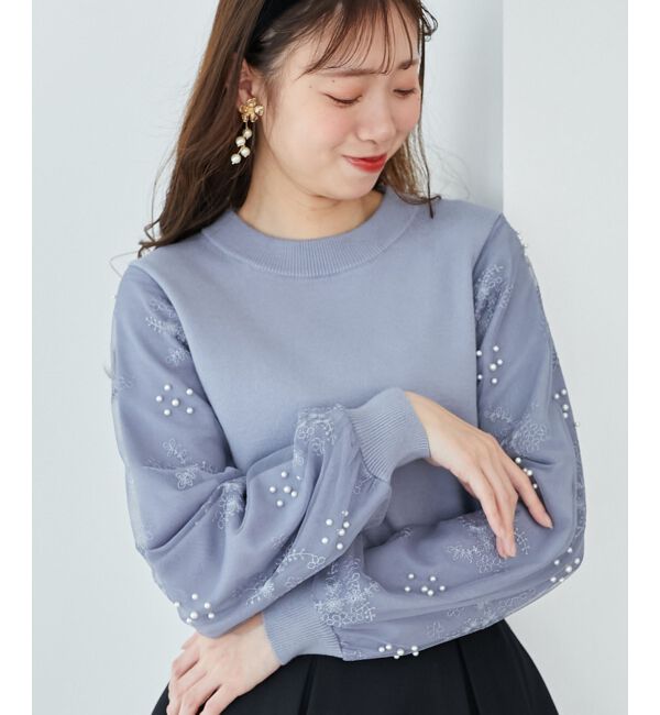  「パールチュールスリーブニット」|ニット・セーター|