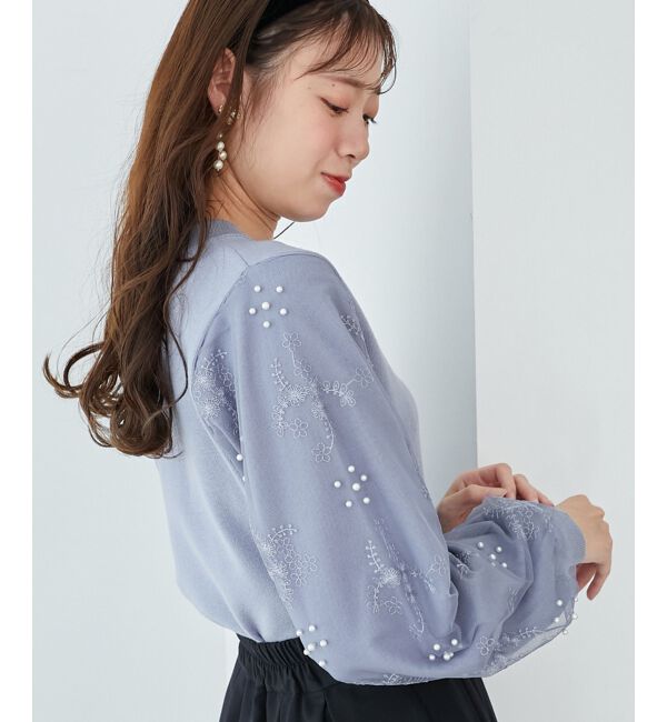  「パールチュールスリーブニット」|ニット・セーター|