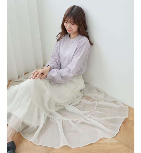  「パールチュールスリーブニット」|ニット・セーター|