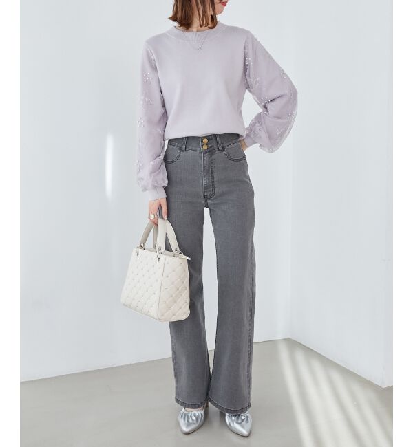  「パールチュールスリーブニット」|ニット・セーター|