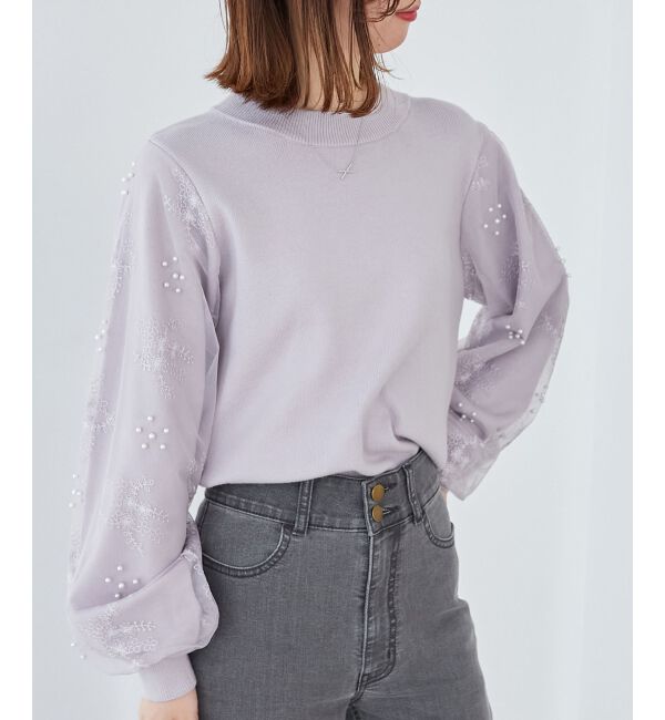  「パールチュールスリーブニット」|ニット・セーター|