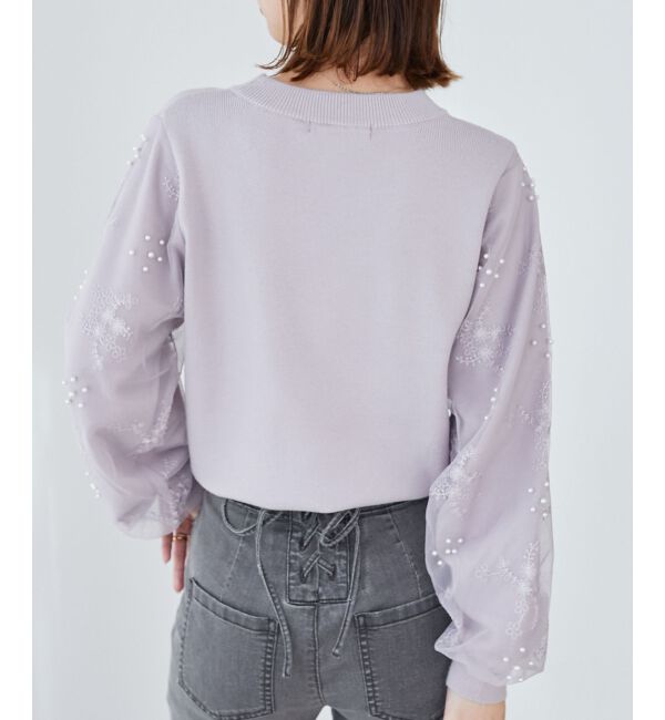  「パールチュールスリーブニット」|ニット・セーター|
