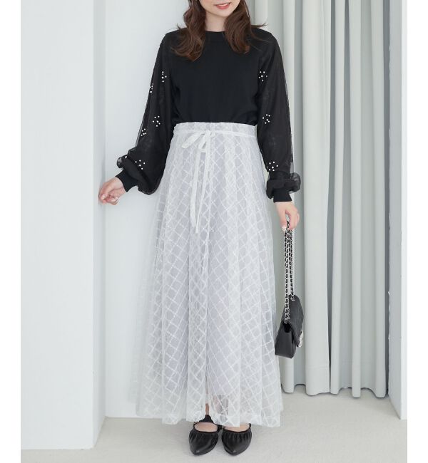  「パールチュールスリーブニット」|ニット・セーター|