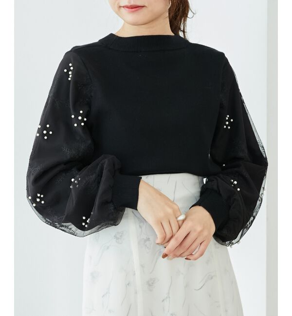  「パールチュールスリーブニット」|ニット・セーター|