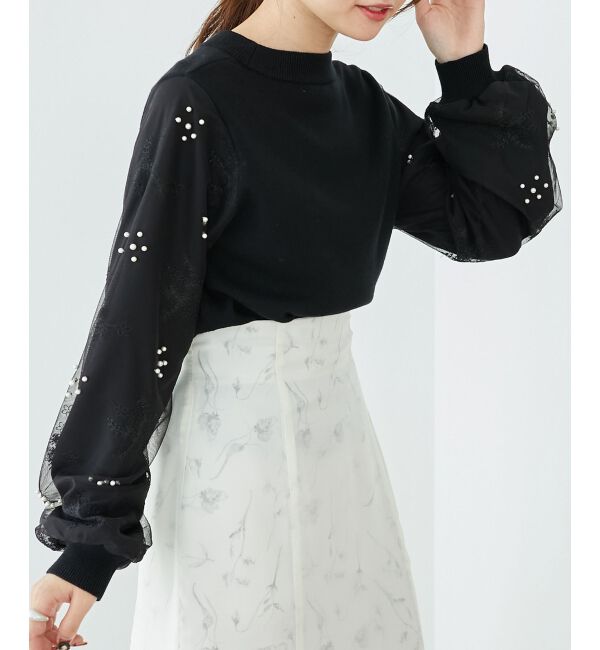  「パールチュールスリーブニット」|ニット・セーター|