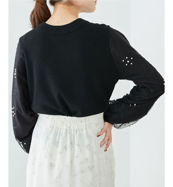  「パールチュールスリーブニット」|ニット・セーター|