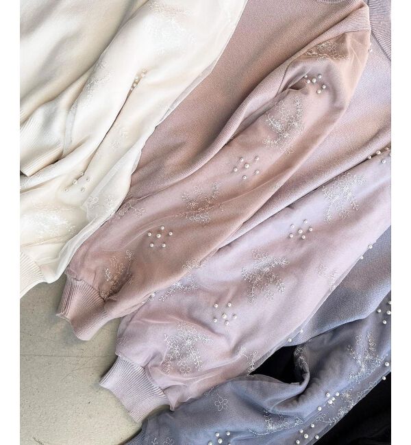  「パールチュールスリーブニット」|ニット・セーター|