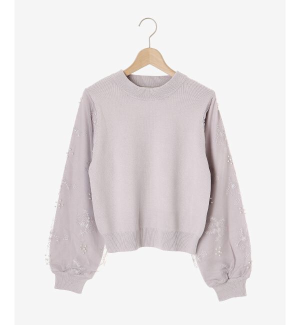  「パールチュールスリーブニット」|ニット・セーター|
