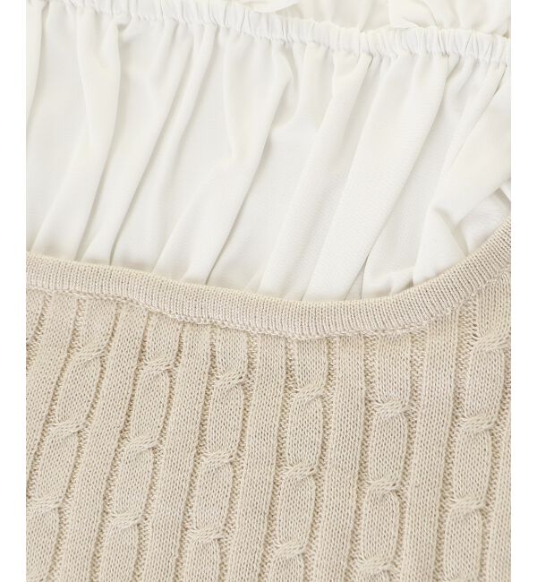  「チェックリボンレイヤードライクニット」|ニット・セーター|