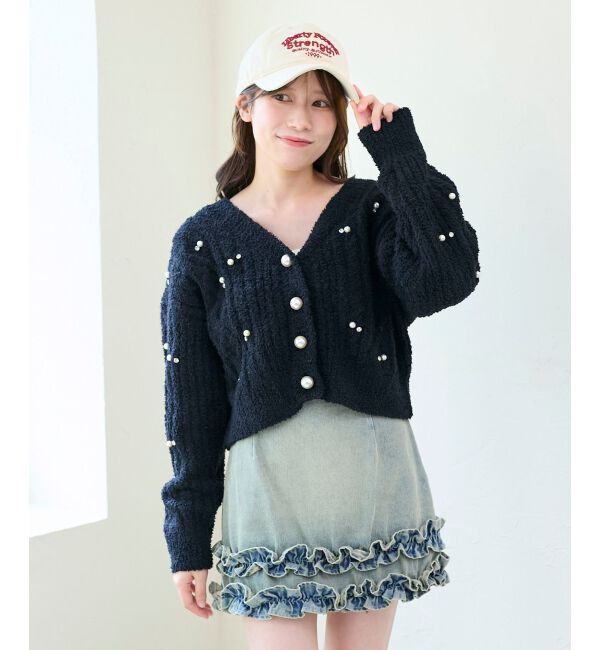  「ビジューマシュマロカーディガン」|カーディガン|ブラック