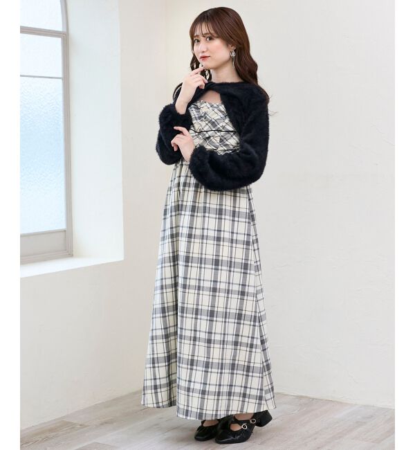  「シャギーボレロ&times;キャミワンピセット」|ワンピース|