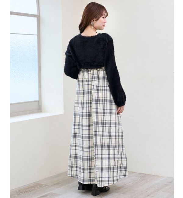  「シャギーボレロ&times;キャミワンピセット」|ワンピース|