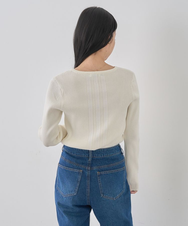 earth music&ecology「パール&ビジュースリーブプルオーバー」|ニット・セーター|