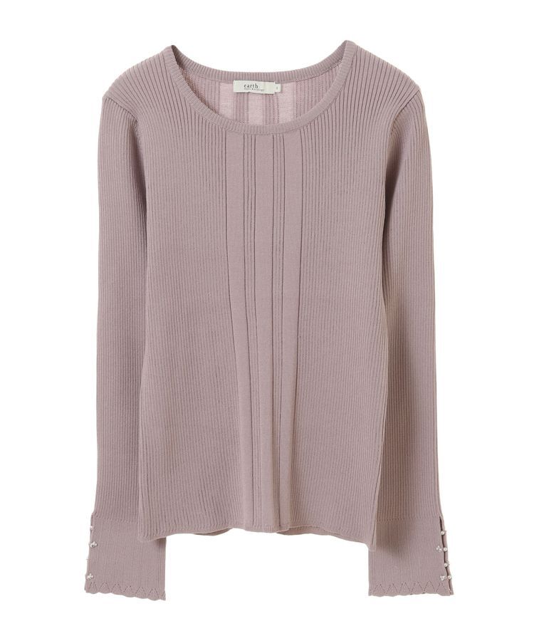 earth music&ecology「パール&ビジュースリーブプルオーバー」|ニット・セーター|