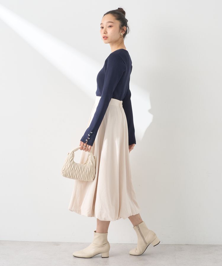 earth music&ecology「パール&ビジュースリーブプルオーバー」|ニット・セーター|