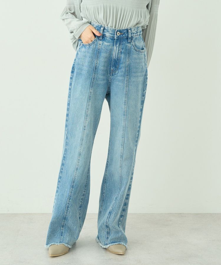 earth music&ecology「フロントシームセミフレアデニムパンツ」|デニム|