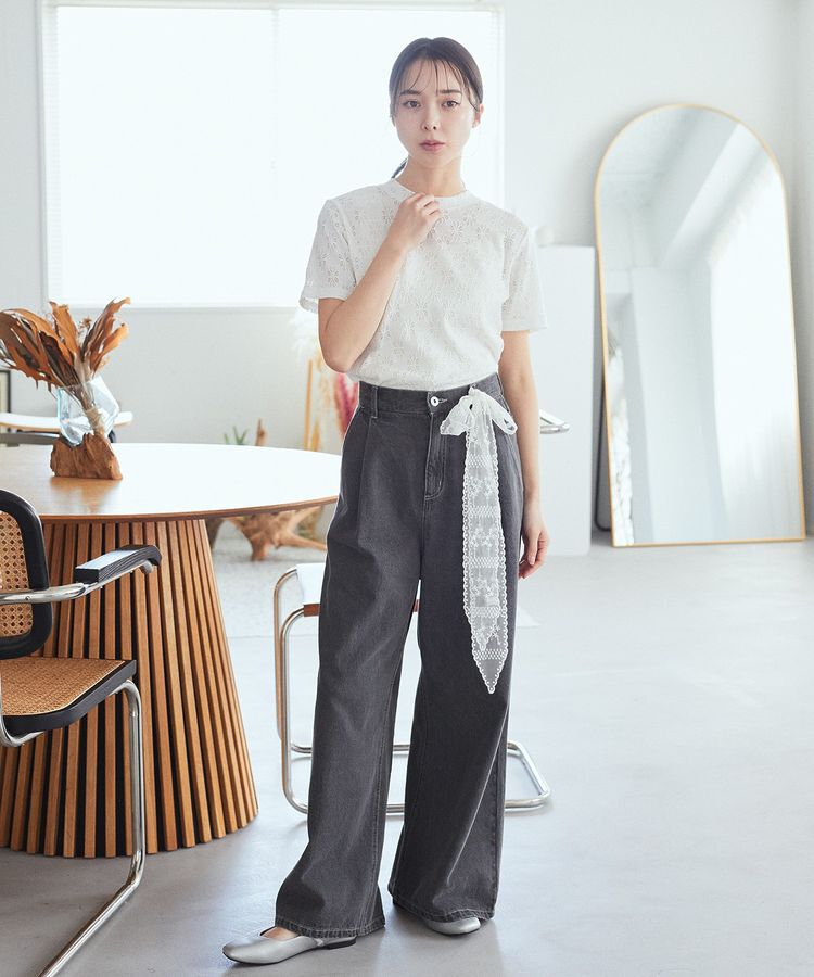 earth music&ecology「フラワーレースプルオーバー」|Tシャツ・カットソー|