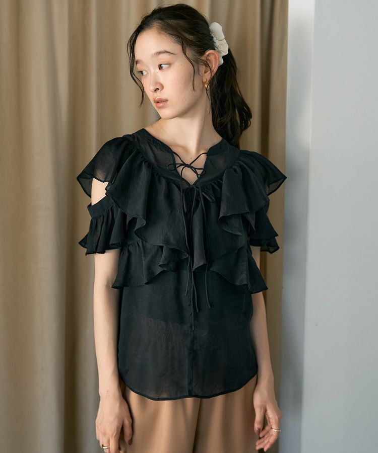 earth music&ecology「2WAYフリルブラウス」|シャツ・ブラウス|Black