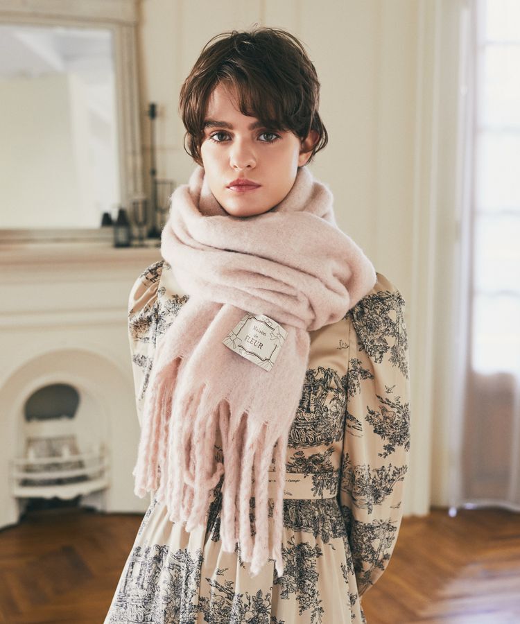 Maison de FLEUR「フリンジストール」|ストール|ライトピンク