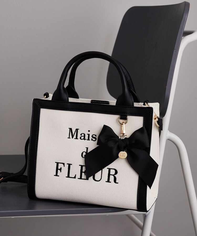 Maison de FLEUR「ロゴ刺繍キャンバス2Wayトートバッグ」|トートバッグ|ブラック