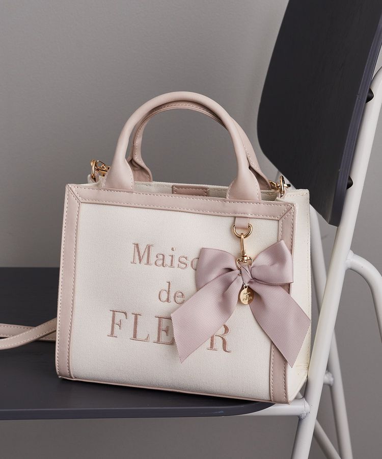 Maison de FLEUR「ロゴ刺繍キャンバス2Wayトートバッグ」|トートバッグ|ピンク