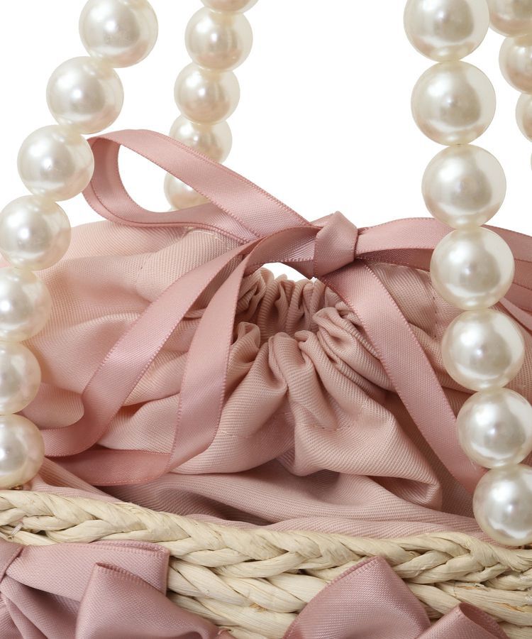 Maison de FLEUR「パールハンドルメイズリボンカゴバッグ」|ハンドバッグ|