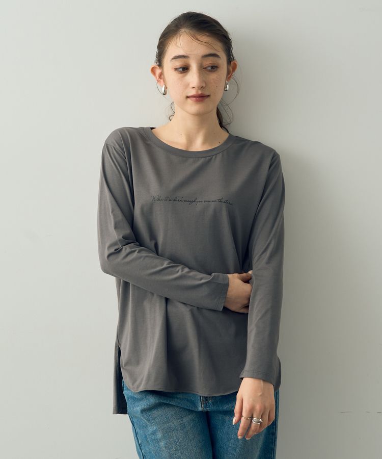 YECCA VECCA「ラウンドヘム長袖ロゴTee」|Tシャツ・カットソー|