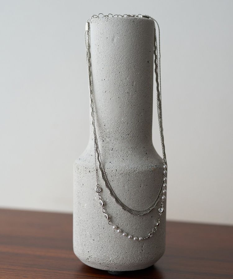 YECCA VECCA「チェーン&times;パールネックレス」|ネックレス|Silver