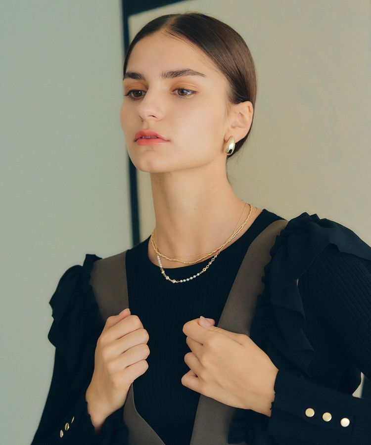 YECCA VECCA「チェーン&times;パールネックレス」|ネックレス|