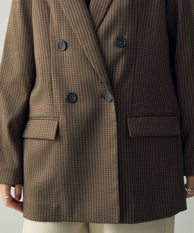 YECCA VECCA「チェック柄ロングジャケット②」|テーラードジャケット|