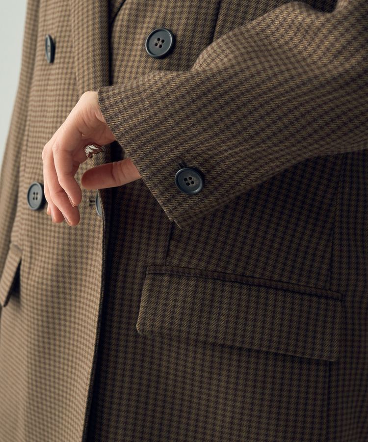 YECCA VECCA「チェック柄ロングジャケット②」|テーラードジャケット|