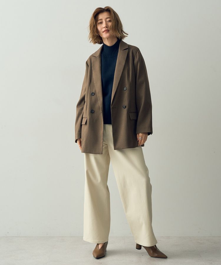 YECCA VECCA「チェック柄ロングジャケット②」|テーラードジャケット|